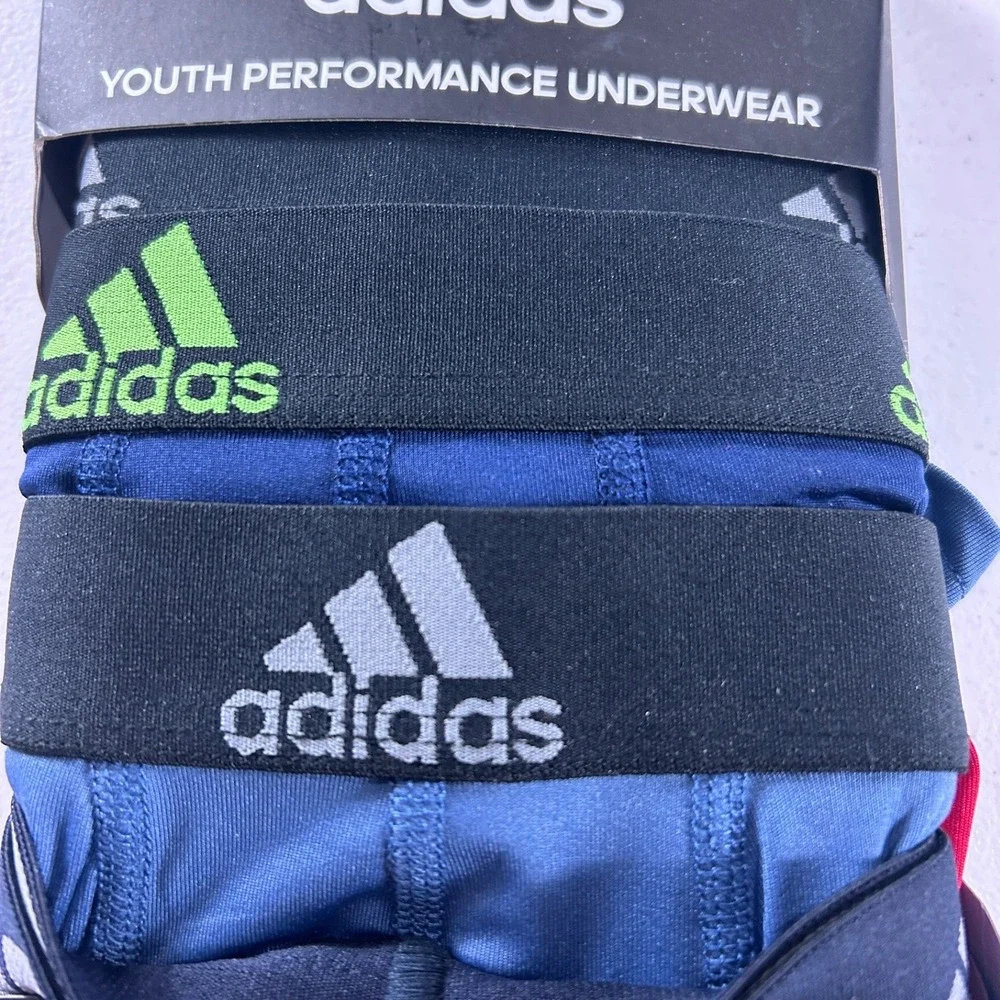 Adidas Youth Boxer Briefs 4‎ Pack Large Print Athletic Comfort Quick Dry NEW - Picture 5 of 8